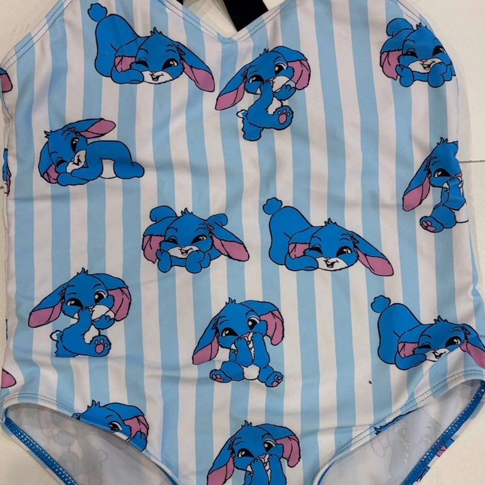 Disney Lilo & Stitch Striped Blue and White Kids Swimwear